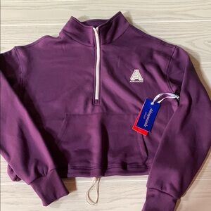 Aeropostale‎ Sport Womens Size small Purple 1/4 zip pullover crop short shirt